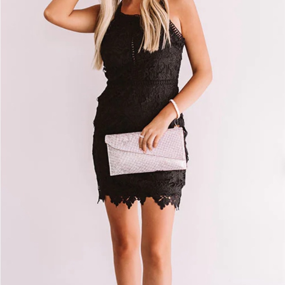 Women’s Black Crochet Lace Sleeveless Mini Dress / small